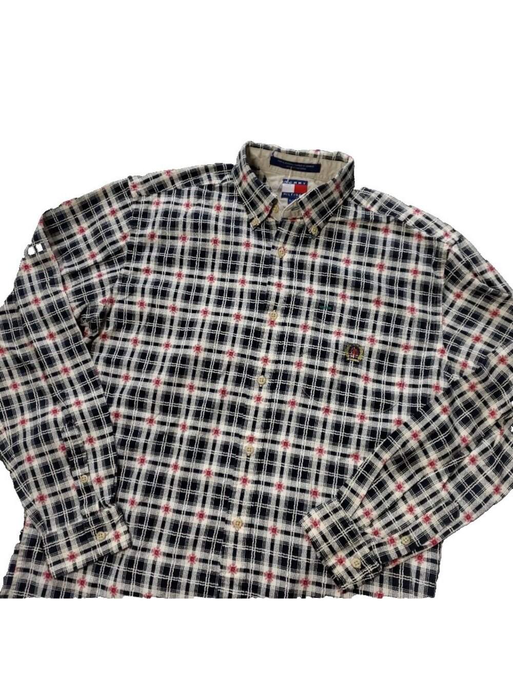 VINTAGE 90s Tommy Hilfiger Button Shirt Mens L Large Long Sleeve Plaid vtg y2K